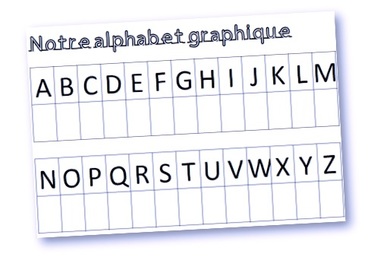 Etiquette prénom à partir d'un alphabet graphique, à la manière de Herbin
